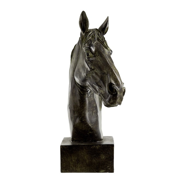 Black Stallion Head Statue Black