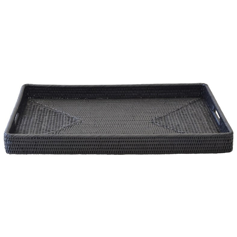 Caribbean Rattan Rectangle Tray Medium Black