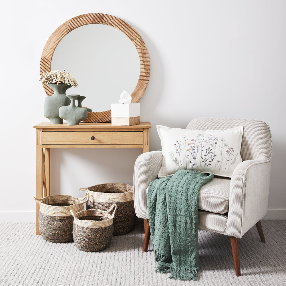 Claire Wood Round Mirror Natural