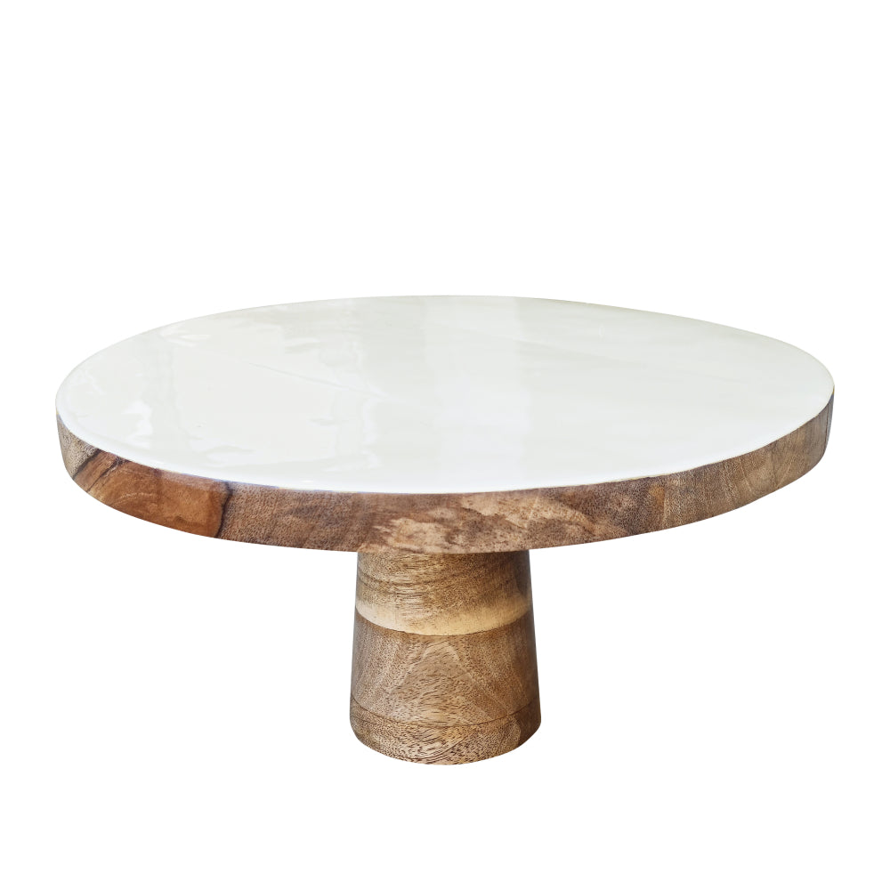 Cori Wood Cake Stand White/Natural