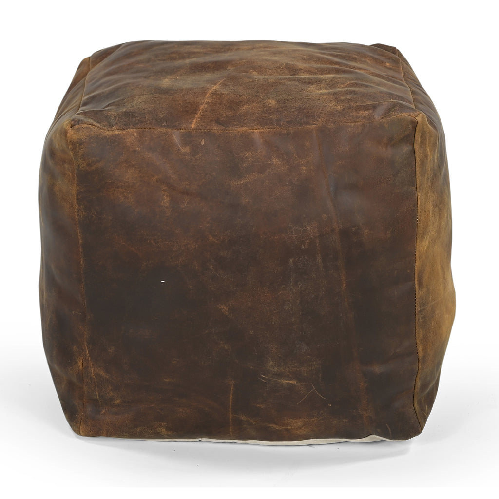 Sherpa Vintage Leather Ottoman Chocolate