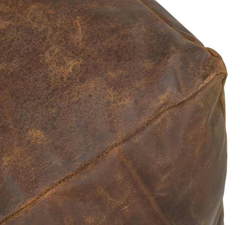 Sherpa Vintage Leather Ottoman Chocolate