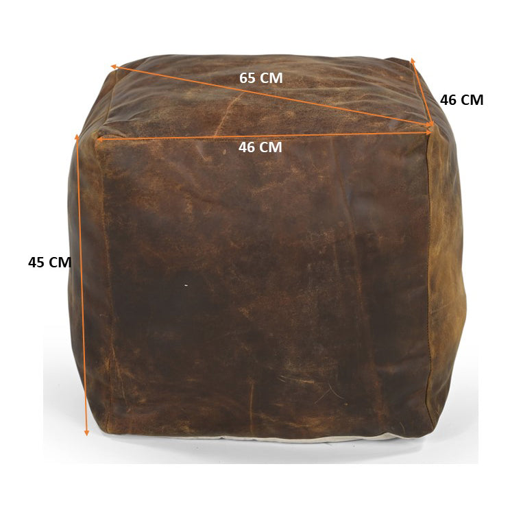 Sherpa Vintage Leather Ottoman Chocolate