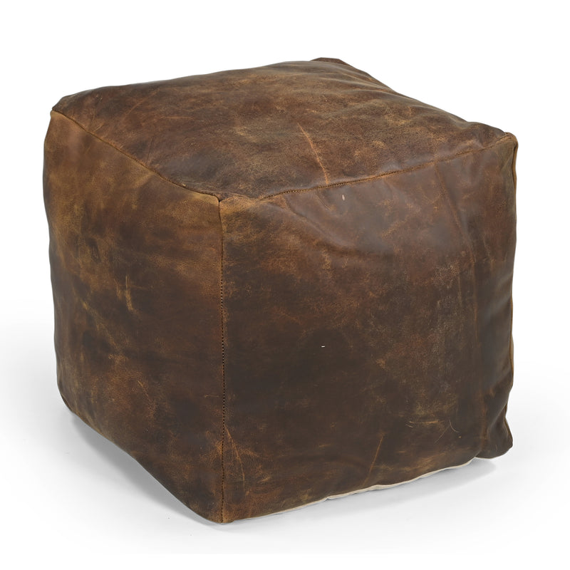 Sherpa Vintage Leather Ottoman Chocolate