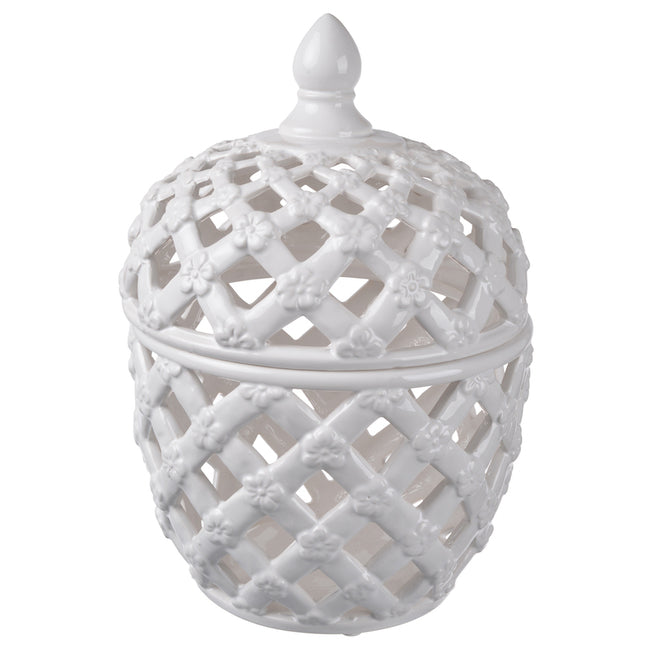 Lattice Decorative Lidded Jar Tall-Bibilo