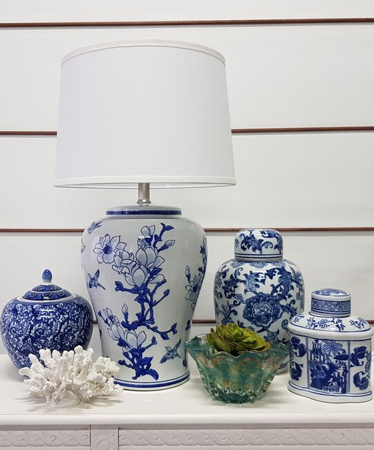 Jonquil Table Lamp White/Blue-Bibilo