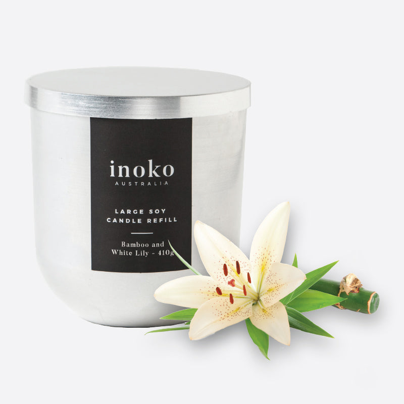 Bamboo & White Lily Candle Refill Large-Bibilo