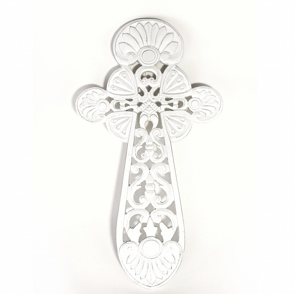 Gali Wooden Decorative Celtic Cross White-Bibilo
