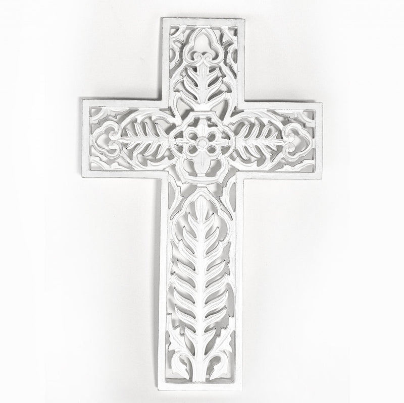 Mehi Wooden Decorative Cross White-Bibilo