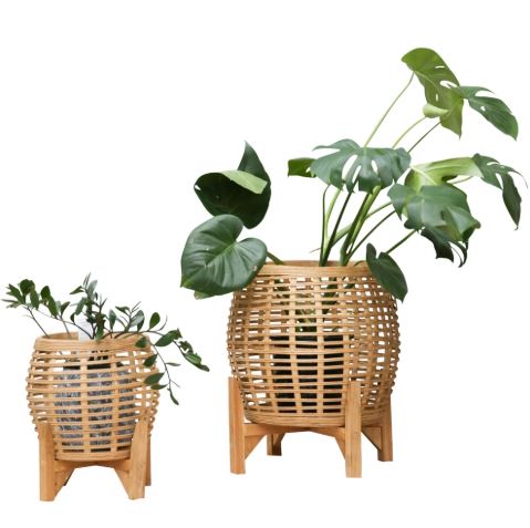 Whittaker II Bamboo Planters Set of 2 Natural-Bibilo