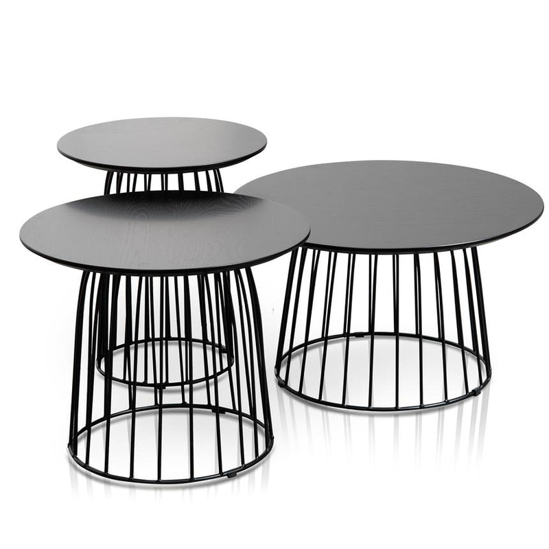 Tria Side Tables Set of 3 Black-Bibilo